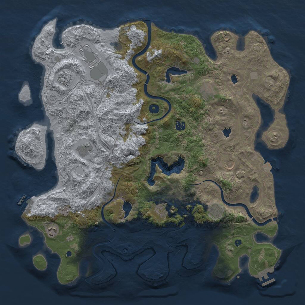 Rust Map: Procedural Map, Size: 4500, Seed: 1009989325, 16 Monuments