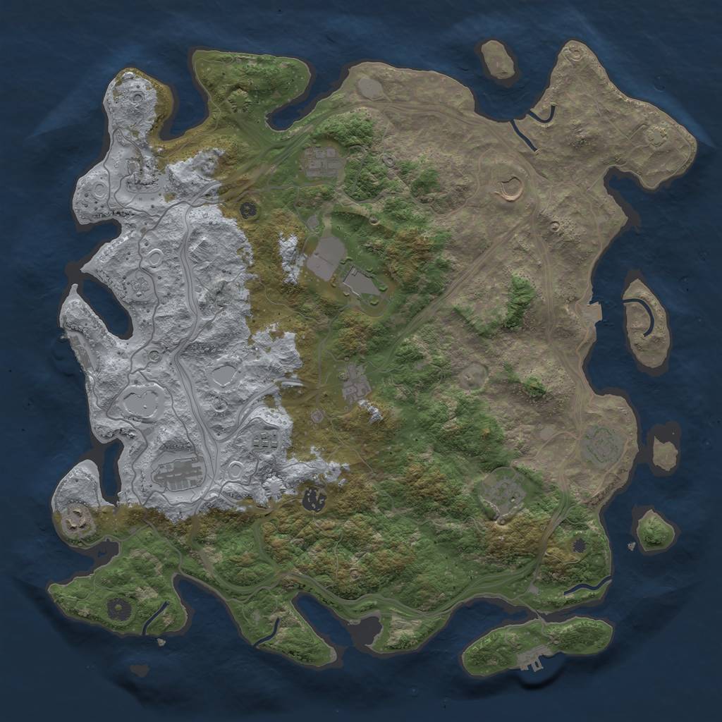 Rust Map: Procedural Map, Size: 4500, Seed: 127001, 19 Monuments