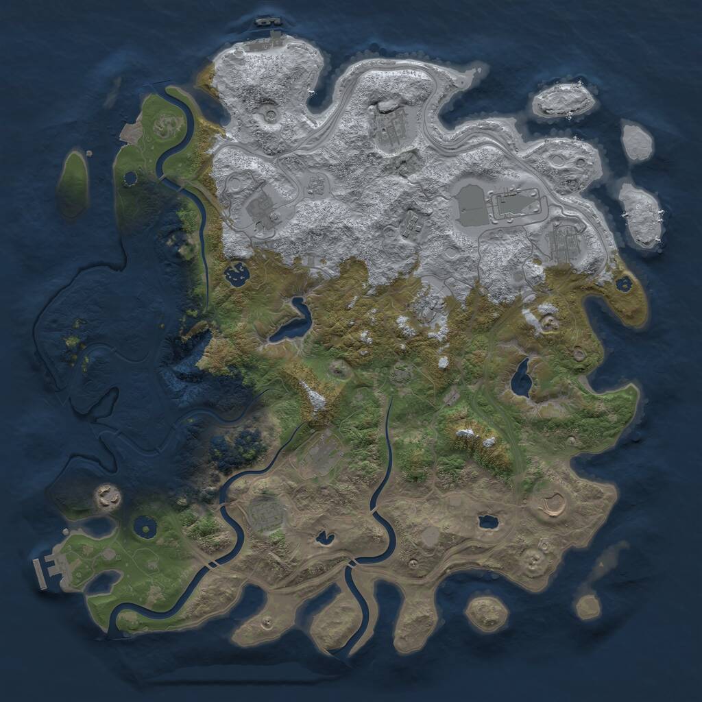 Rust Map: Procedural Map, Size: 4500, Seed: 692165125, 17 Monuments