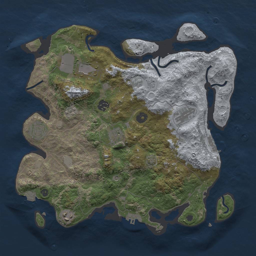 Rust Map: Procedural Map, Size: 3500, Seed: 479852416, 15 Monuments