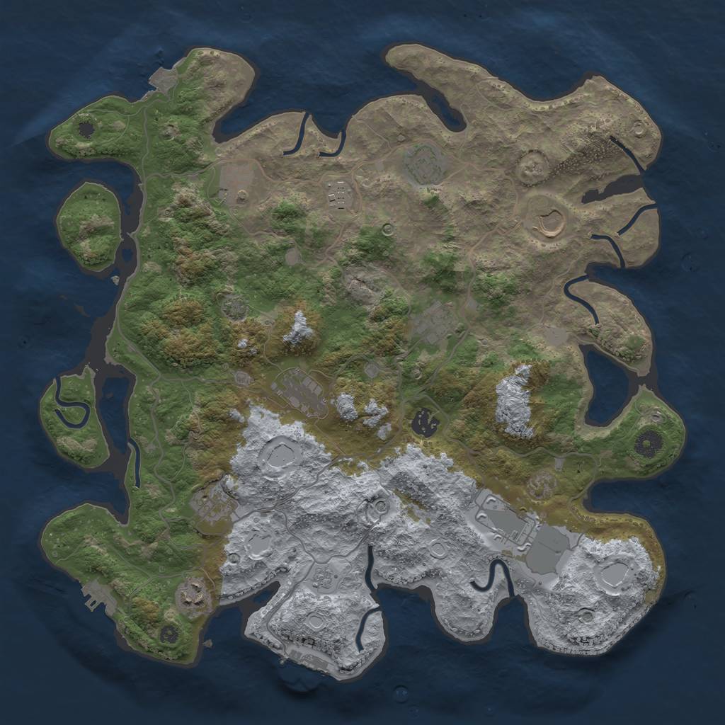 Rust Map: Procedural Map, Size: 4000, Seed: 82422473, 18 Monuments