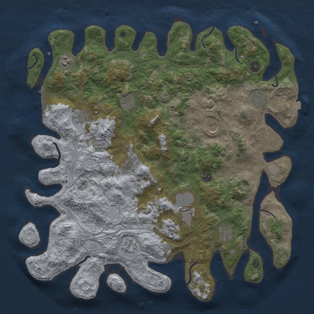 Rust Map: Procedural Map, Size: 4500, Seed: 363133047, 18 Monuments