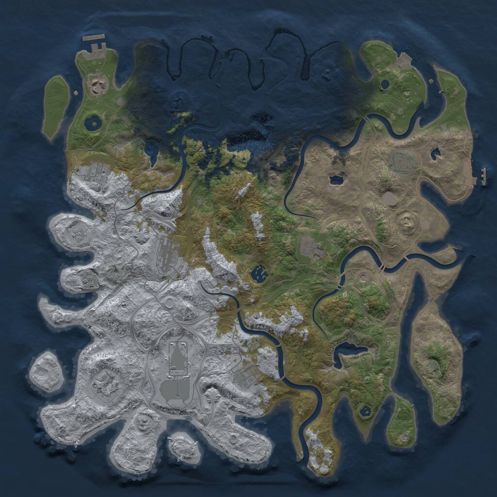 Rust Map: Procedural Map, Size: 4500, Seed: 363133047, 16 Monuments