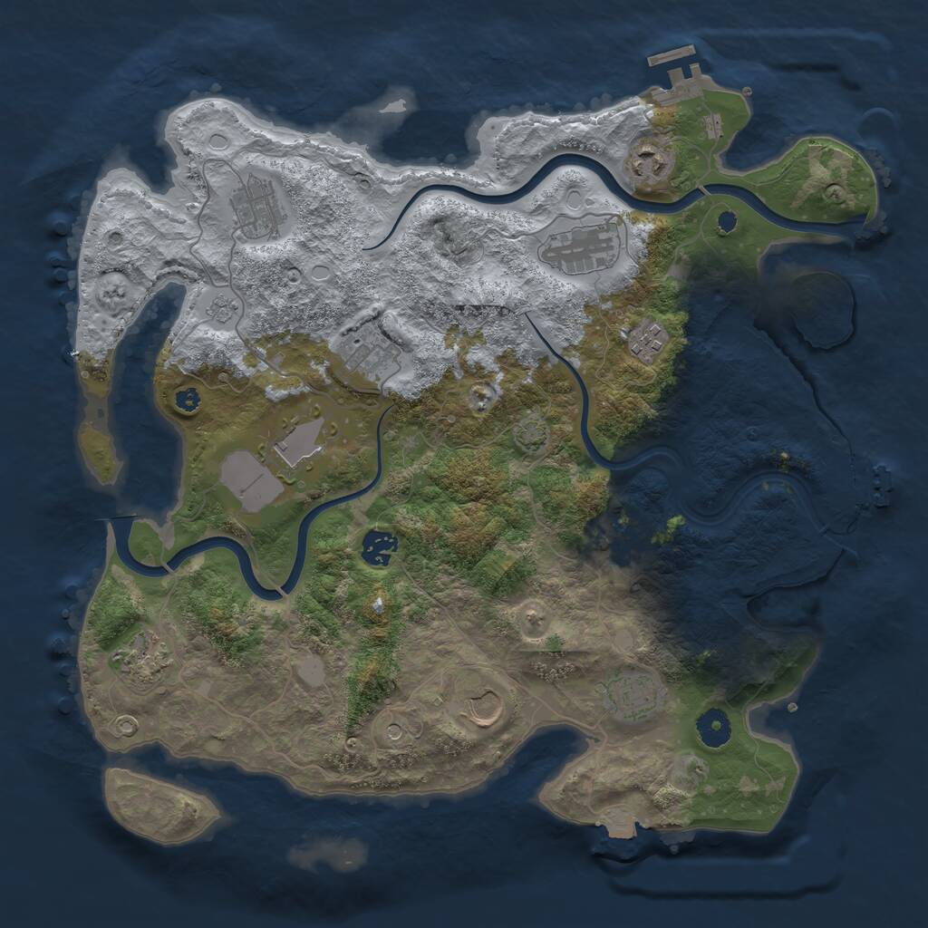 Rust Map: Procedural Map, Size: 3875, Seed: 1630215468, 17 Monuments