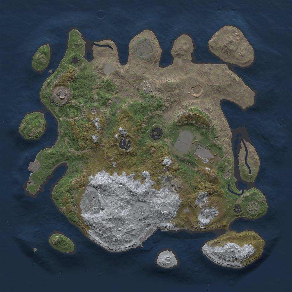 Rust Map: Procedural Map, Size: 3500, Seed: 8672911, 15 Monuments