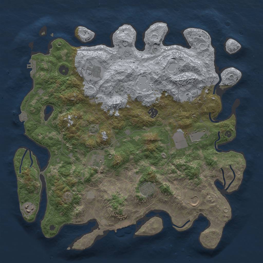 Rust Map: Procedural Map, Size: 4000, Seed: 307675705, 17 Monuments