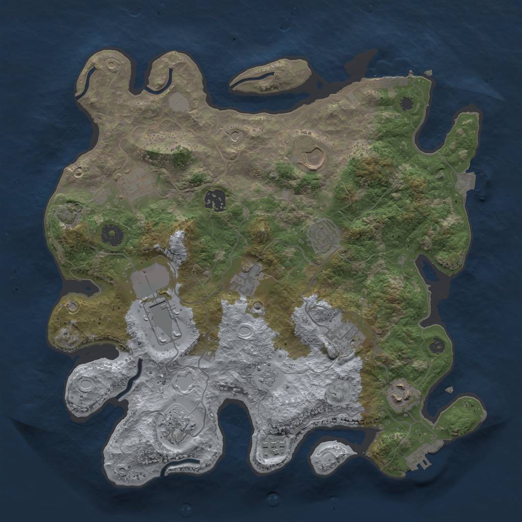 Rust Map: Procedural Map, Size: 3500, Seed: 1052479519, 18 Monuments