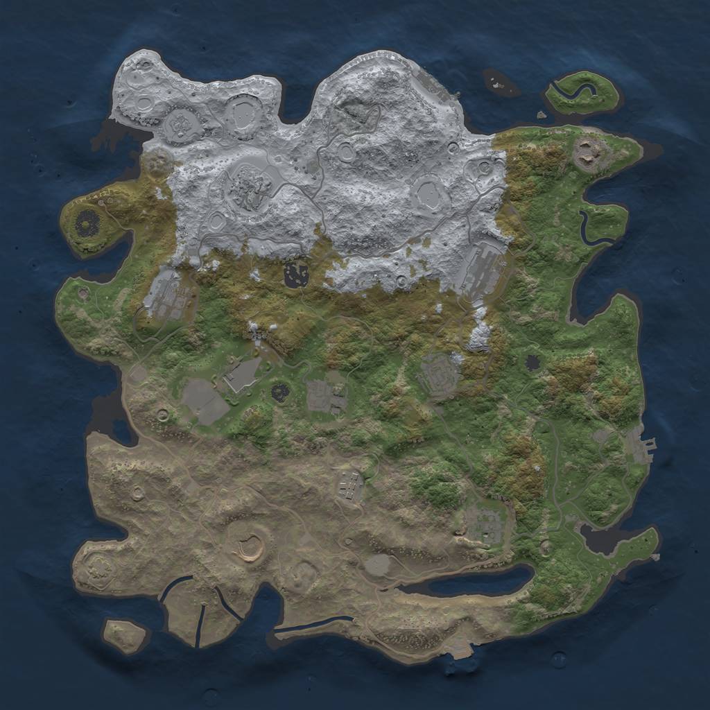 Rust Map: Procedural Map, Size: 4000, Seed: 346897342, 19 Monuments