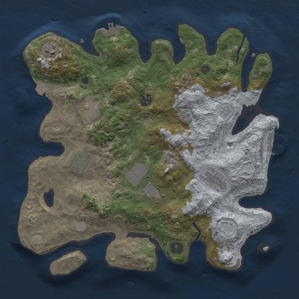 Rust Map: Procedural Map, Size: 3500, Seed: 709247245, 15 Monuments