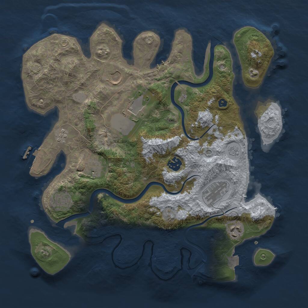 Rust Map: Procedural Map, Size: 3500, Seed: 1494391971, 13 Monuments