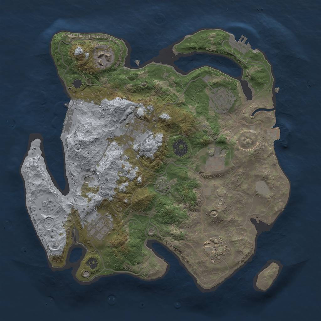 Rust Map: Procedural Map, Size: 3000, Seed: 135751075, 14 Monuments
