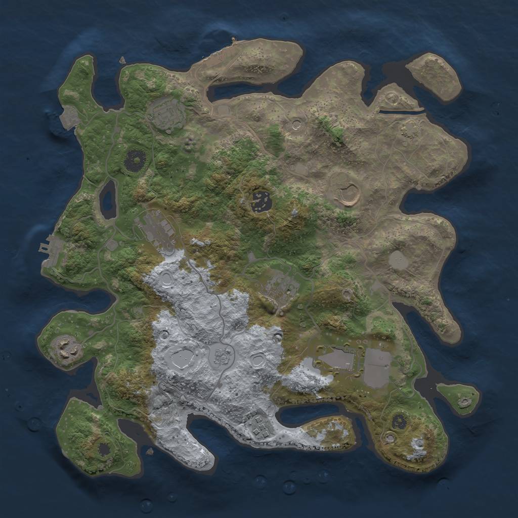 Rust Map: Procedural Map, Size: 3500, Seed: 735731694, 16 Monuments