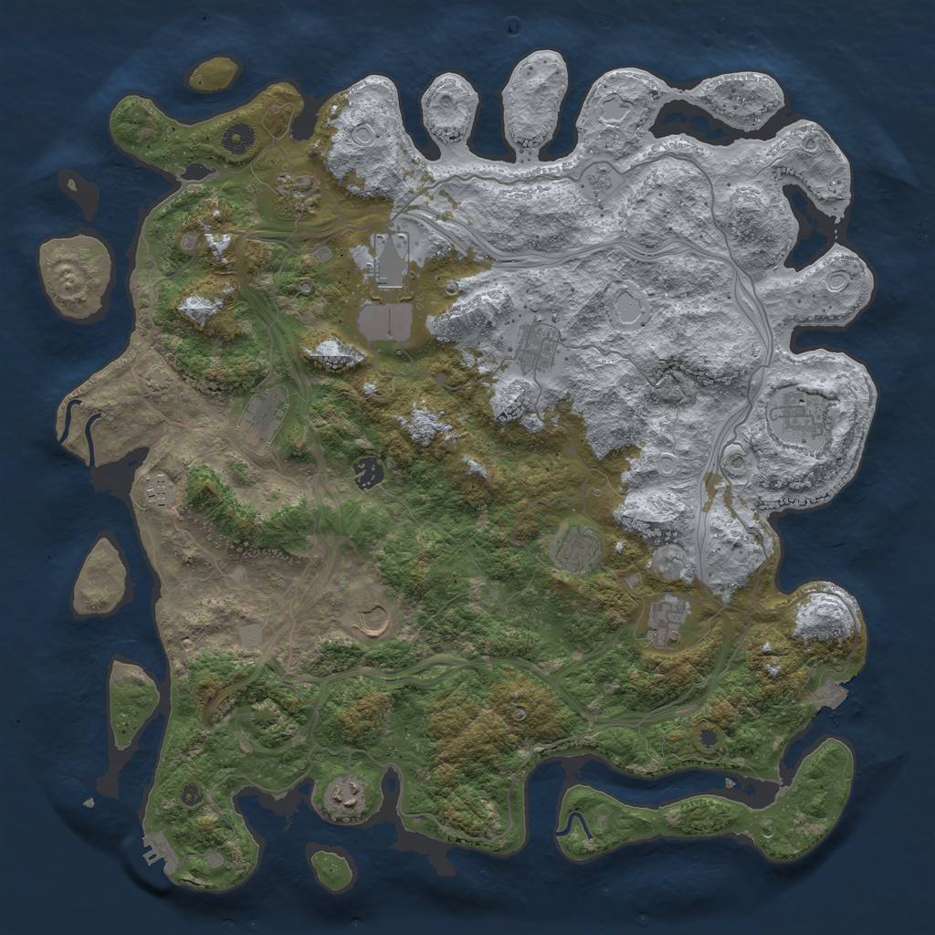 Rust Map: Procedural Map, Size: 4500, Seed: 99221188, 18 Monuments