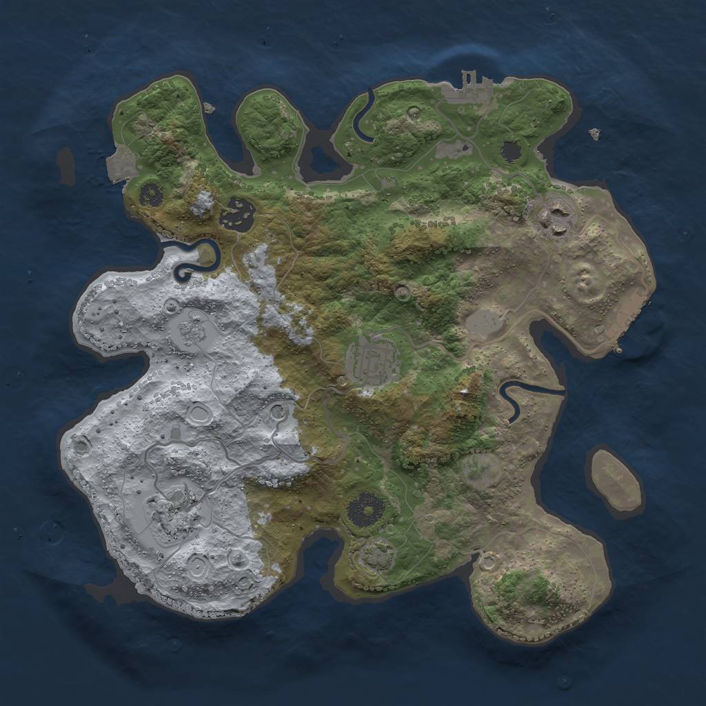 Rust Map: Procedural Map, Size: 3000, Seed: 1759754458, 12 Monuments
