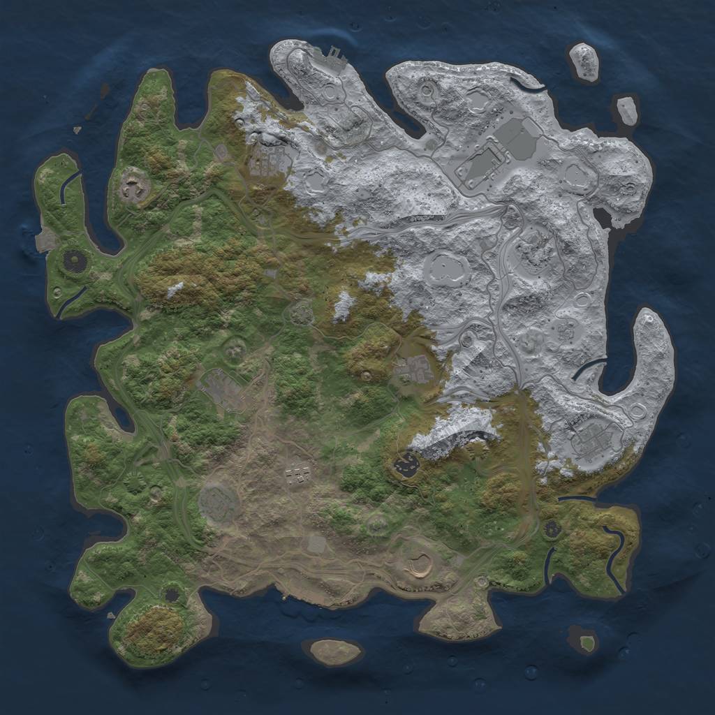 Rust Map: Procedural Map, Size: 4500, Seed: 662188847, 19 Monuments