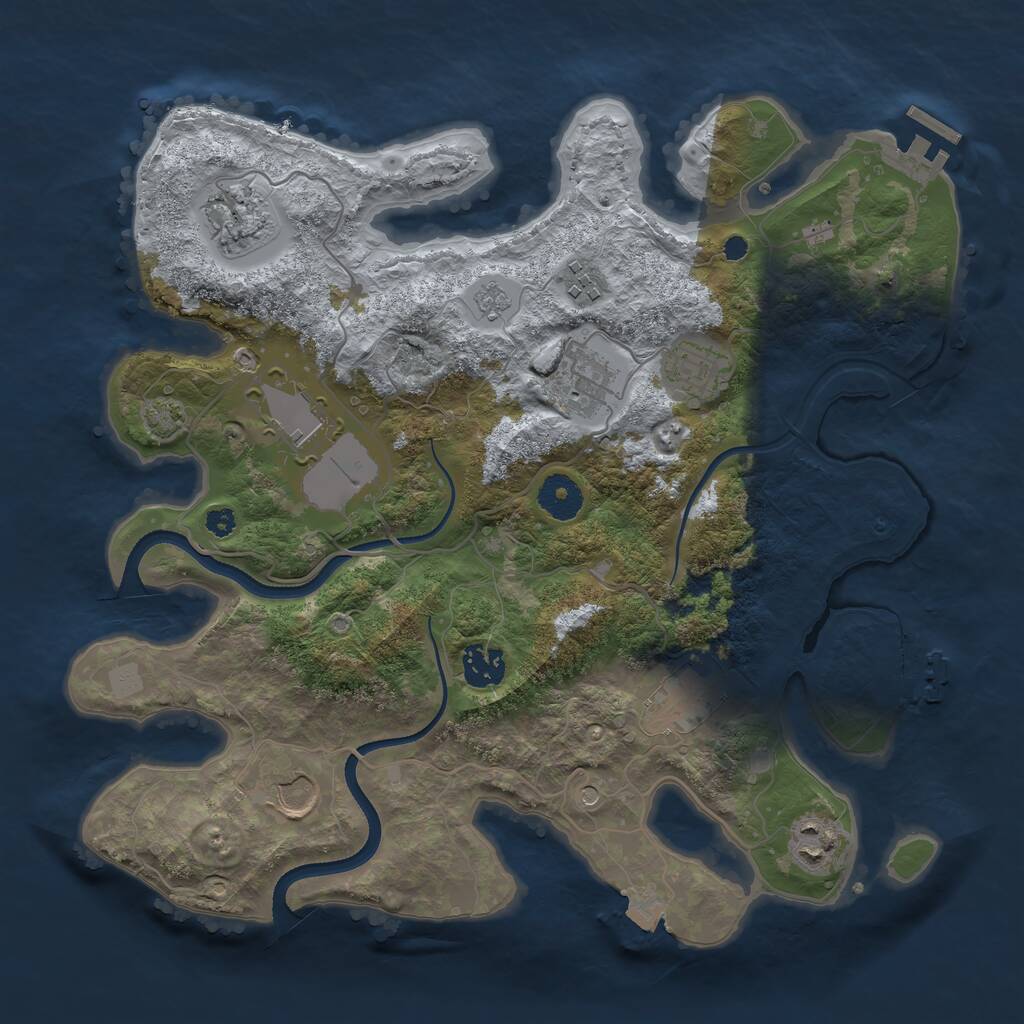 Rust Map: Procedural Map, Size: 3500, Seed: 88186480, 15 Monuments