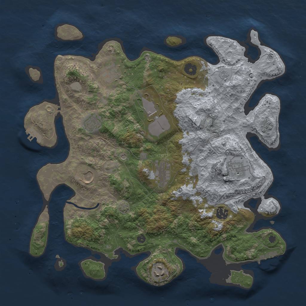 Rust Map: Procedural Map, Size: 3700, Seed: 828121721, 17 Monuments