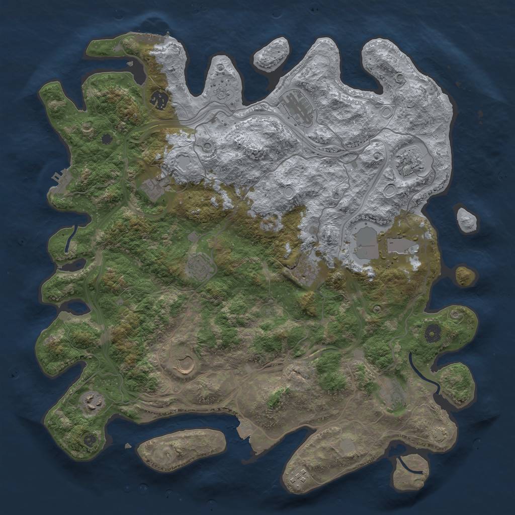Rust Map: Procedural Map, Size: 4250, Seed: 1690863117, 19 Monuments