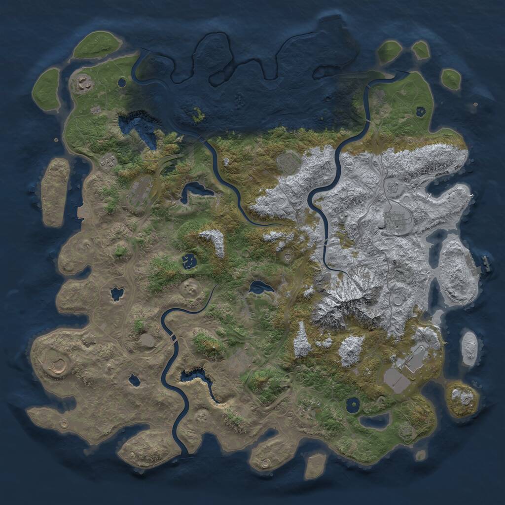 Rust Map: Procedural Map, Size: 5000, Seed: 67382971, 16 Monuments