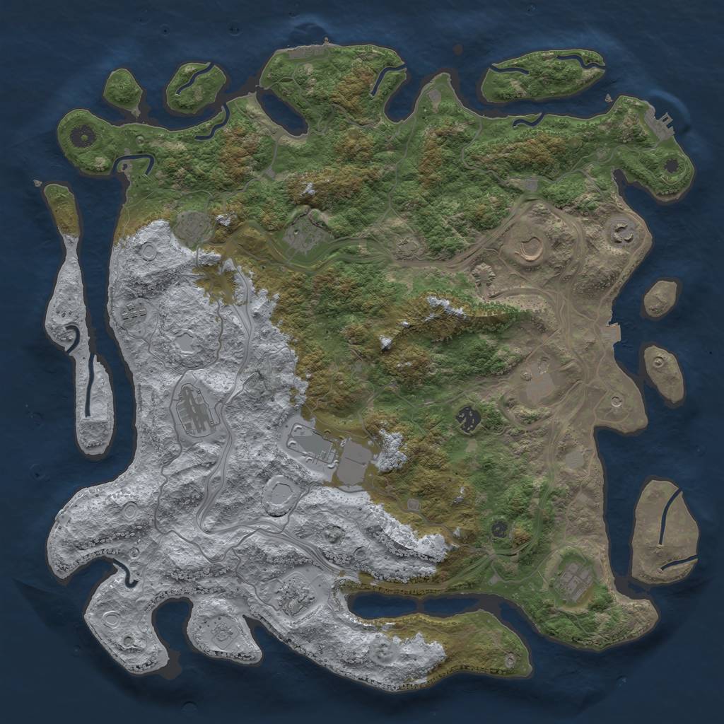 Rust Map: Procedural Map, Size: 4500, Seed: 831963250, 19 Monuments