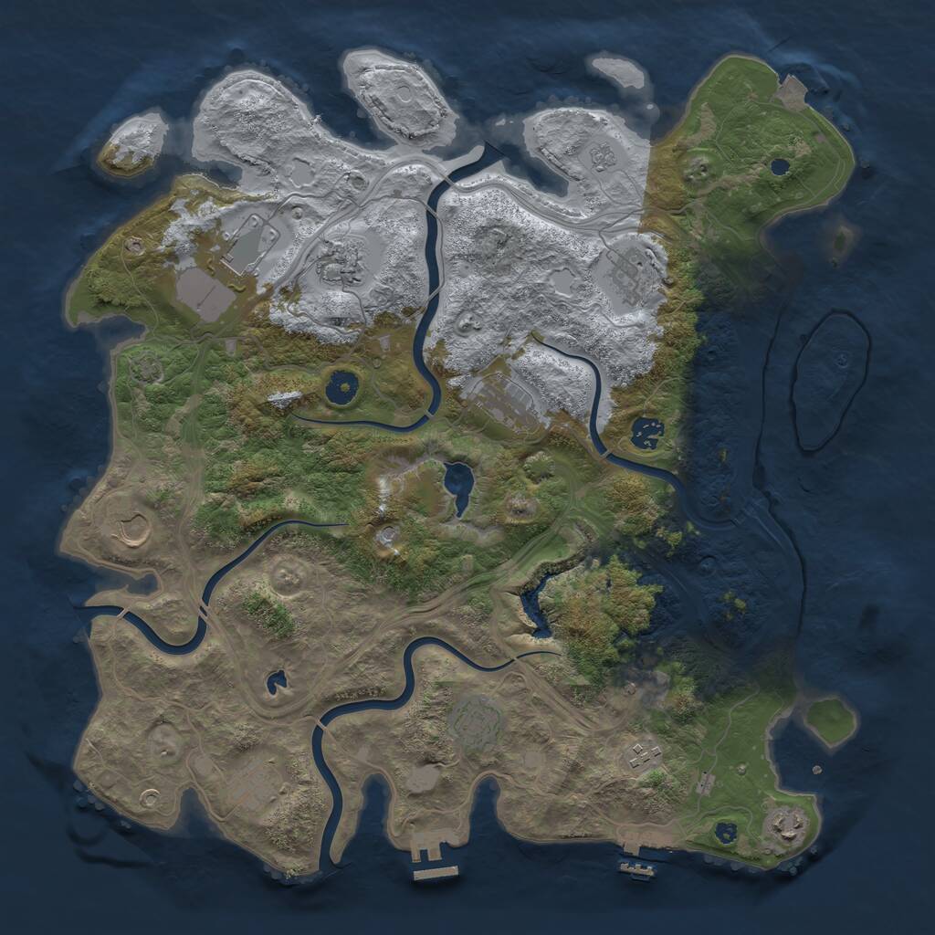 Rust Map: Procedural Map, Size: 4250, Seed: 1393948444, 17 Monuments