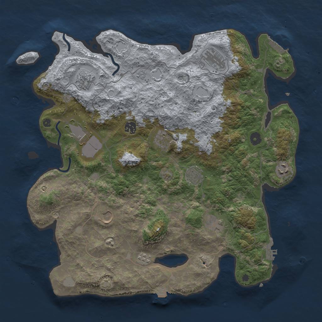 Rust Map: Procedural Map, Size: 4000, Seed: 930761119, 18 Monuments