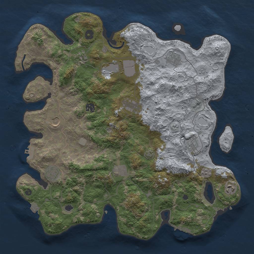 Rust Map: Procedural Map, Size: 4000, Seed: 599010720, 19 Monuments