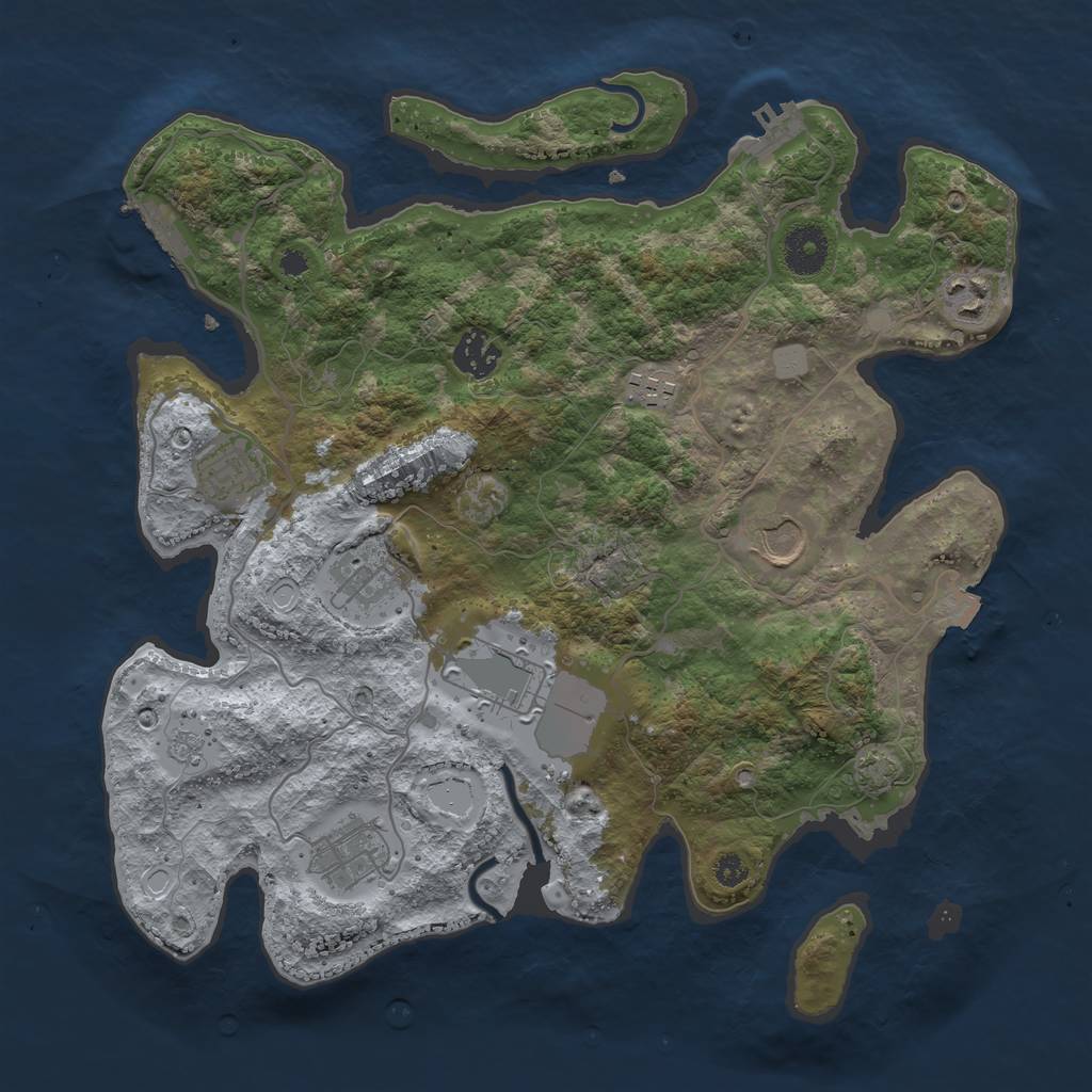 Rust Map: Procedural Map, Size: 3500, Seed: 2131002367, 15 Monuments