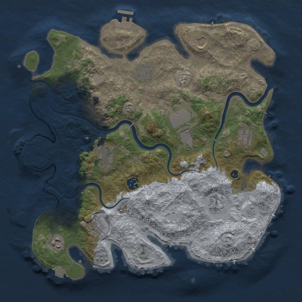 Rust Map: Procedural Map, Size: 3800, Seed: 77, 16 Monuments