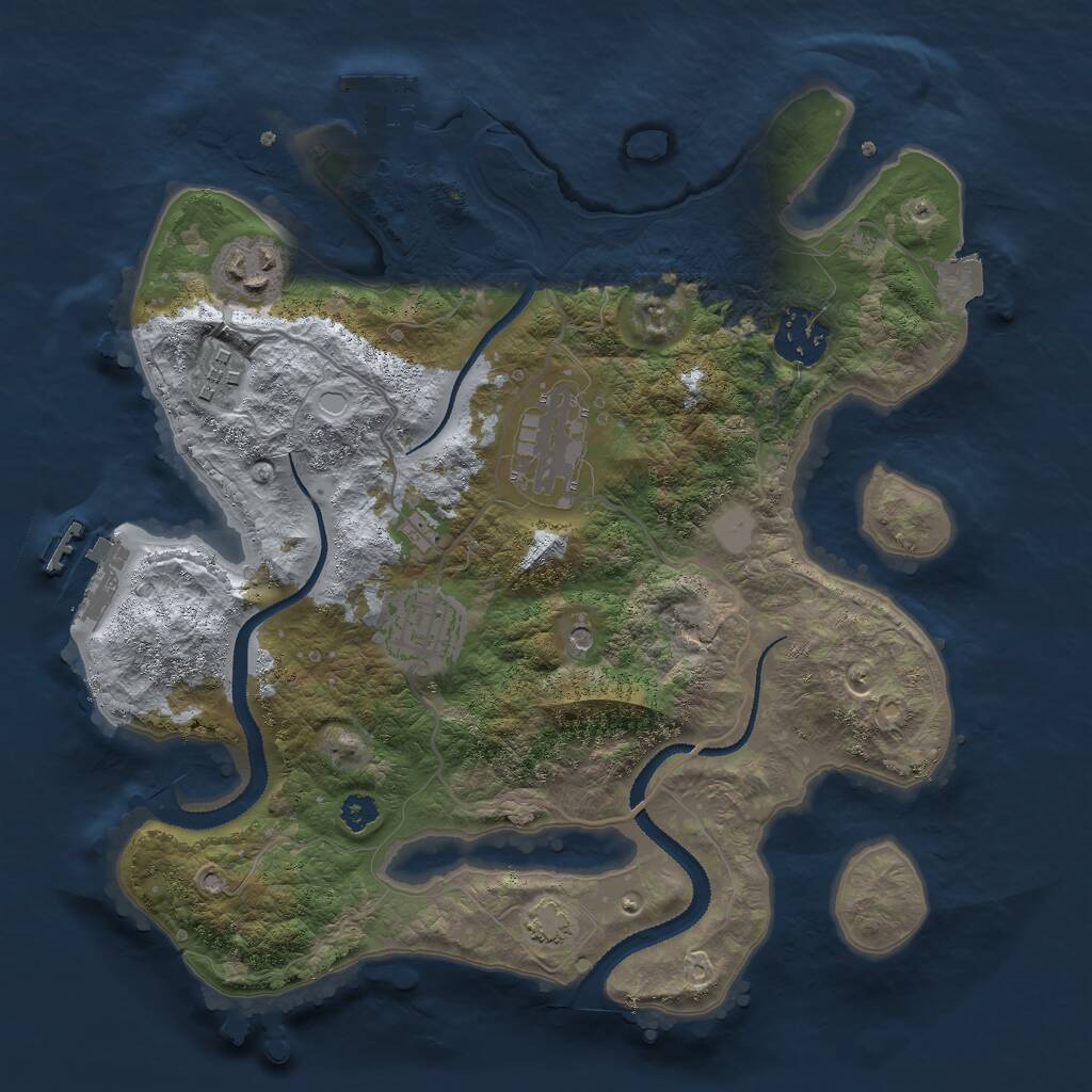 Rust Map: Procedural Map, Size: 3000, Seed: 16607, 10 Monuments