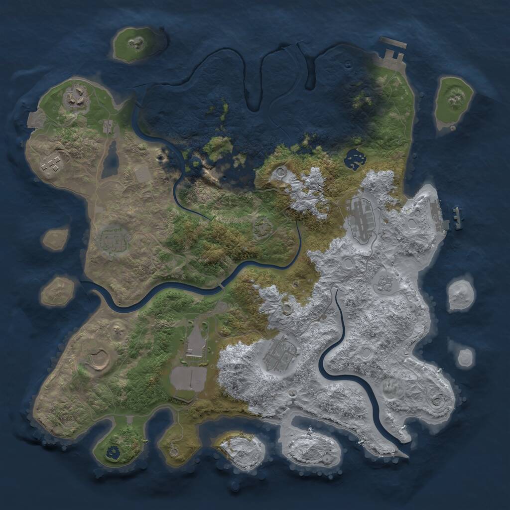 Rust Map: Procedural Map, Size: 3750, Seed: 7589402, 15 Monuments