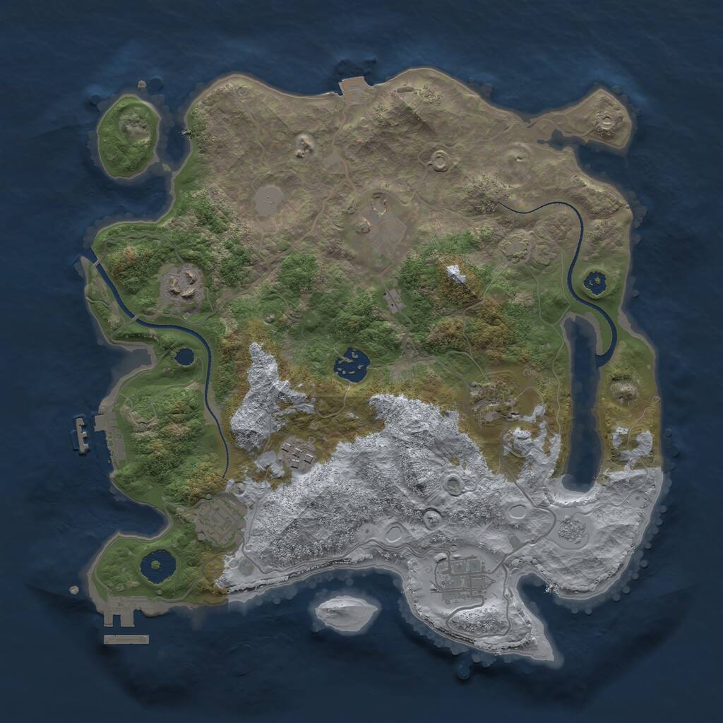 Rust Map: Procedural Map, Size: 3250, Seed: 741463282, 12 Monuments