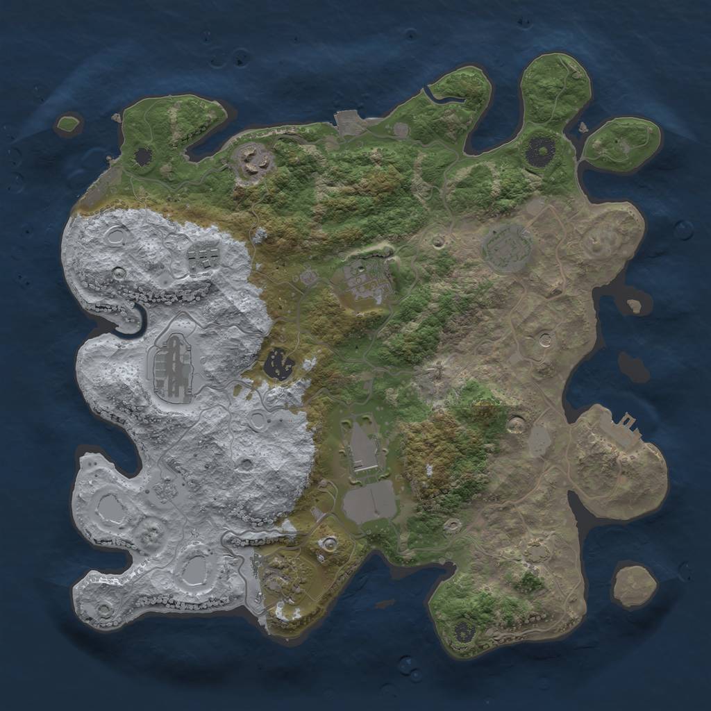 Rust Map: Procedural Map, Size: 3500, Seed: 160969567, 16 Monuments