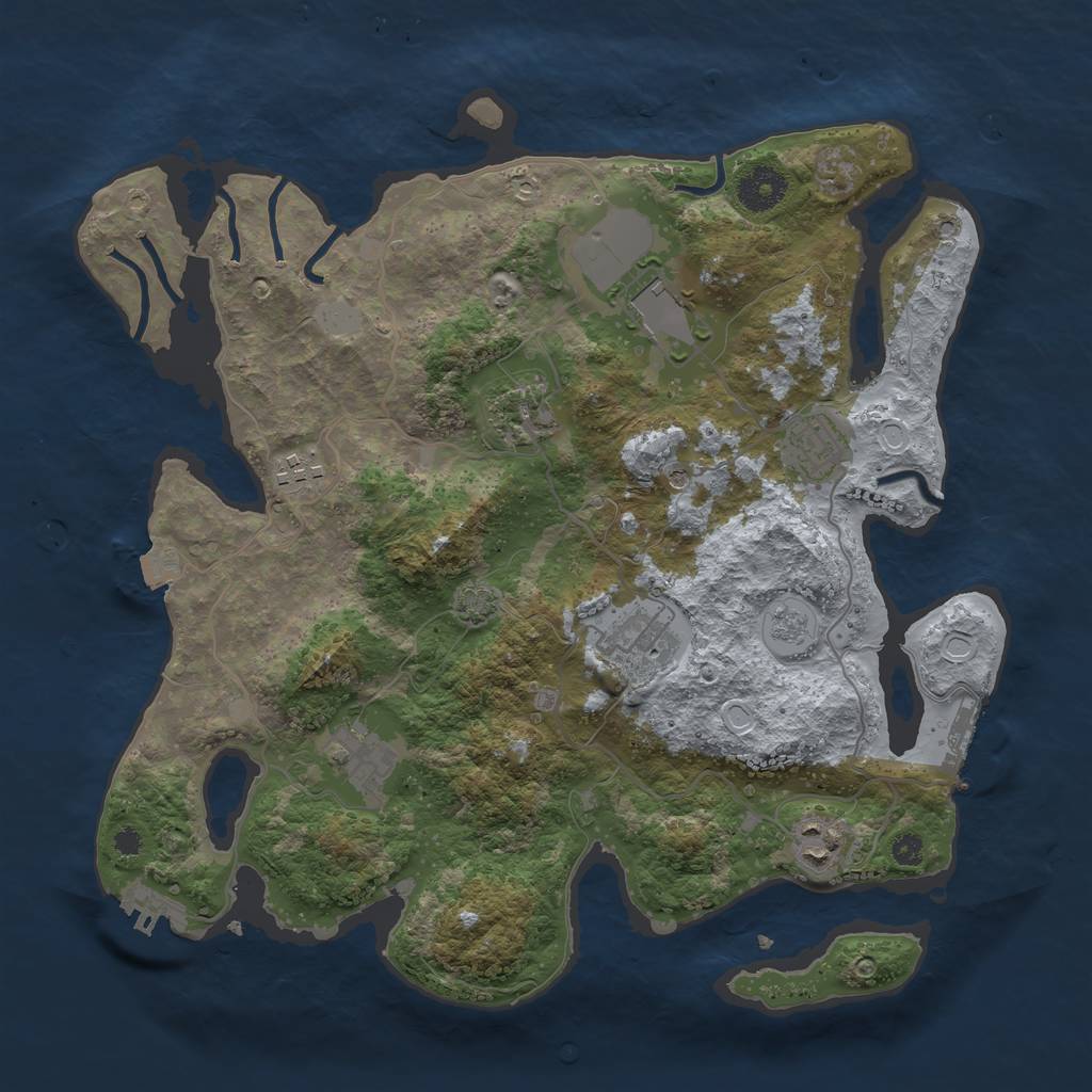 Rust Map: Procedural Map, Size: 3500, Seed: 1808387844, 15 Monuments