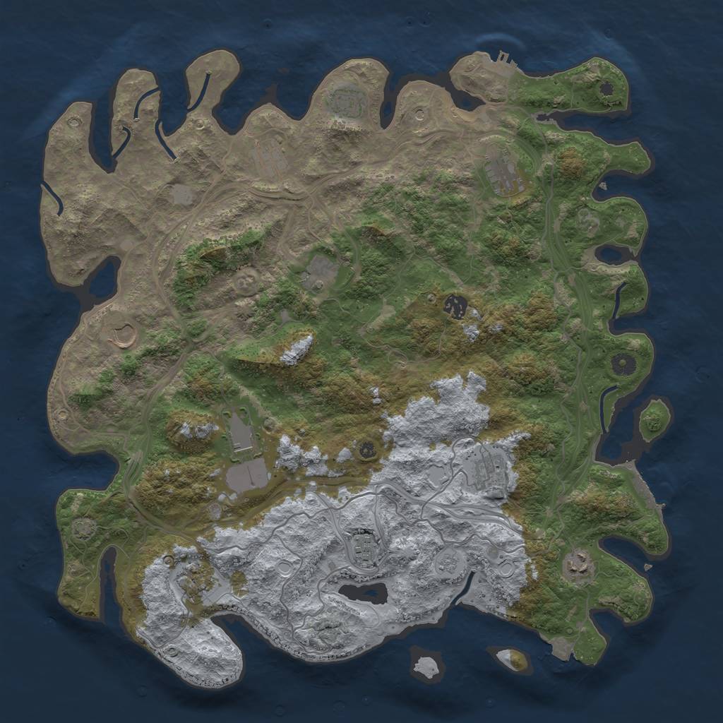 Rust Map: Procedural Map, Size: 4500, Seed: 586381868, 19 Monuments