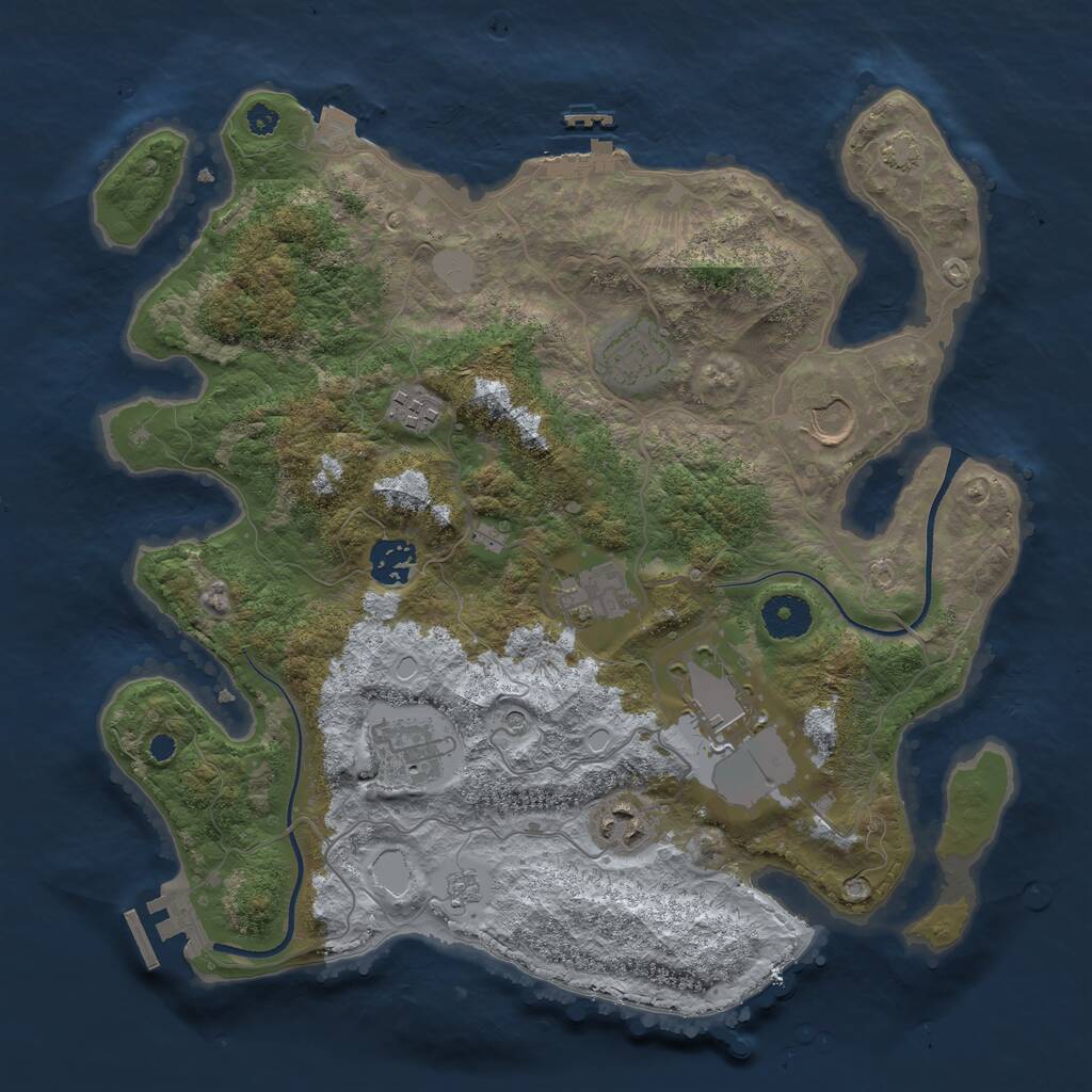 Rust Map: Procedural Map, Size: 3500, Seed: 692519904, 14 Monuments