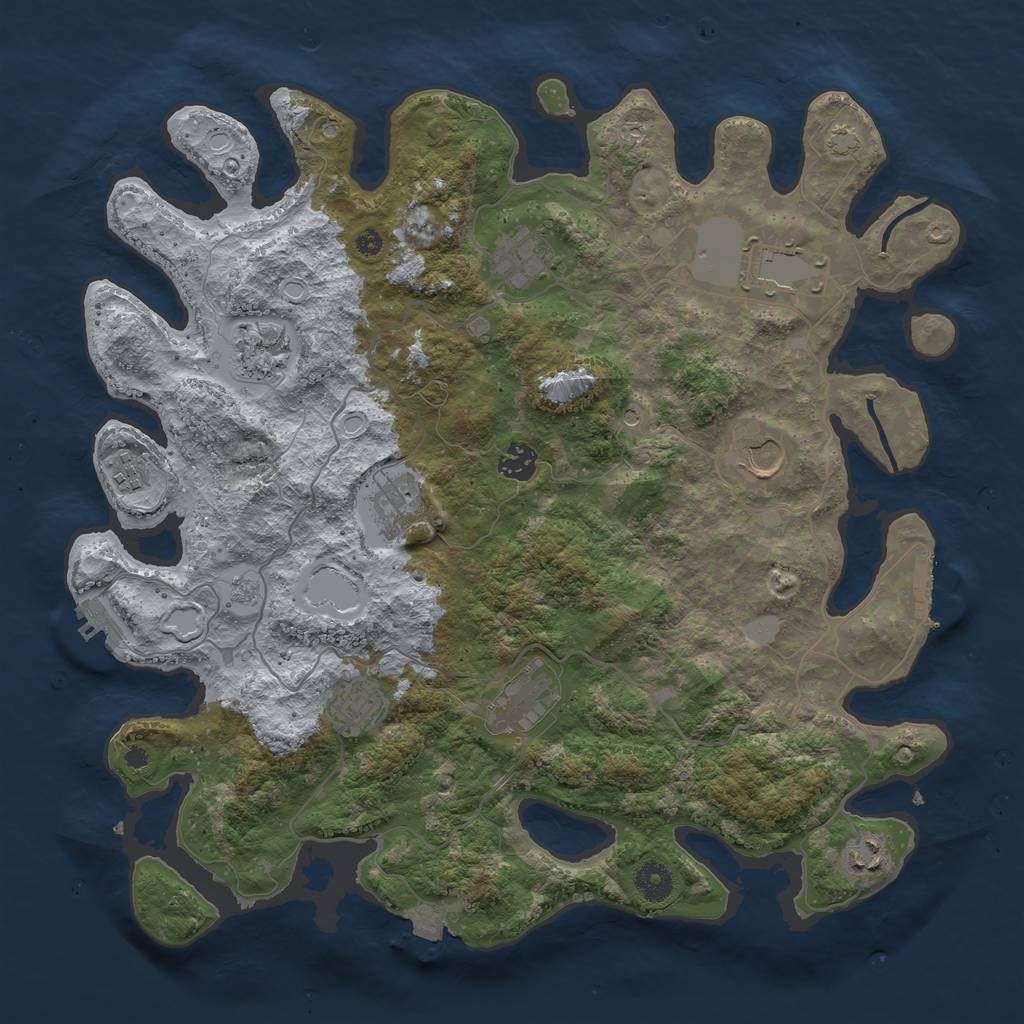 Rust Map: Procedural Map, Size: 4000, Seed: 802805905, 18 Monuments