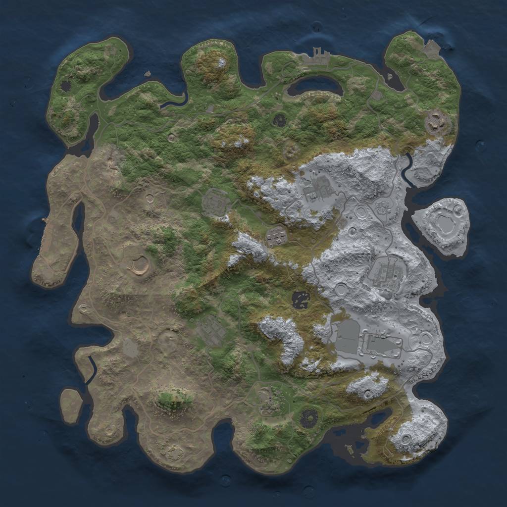 Rust Map: Procedural Map, Size: 4000, Seed: 720293118, 18 Monuments