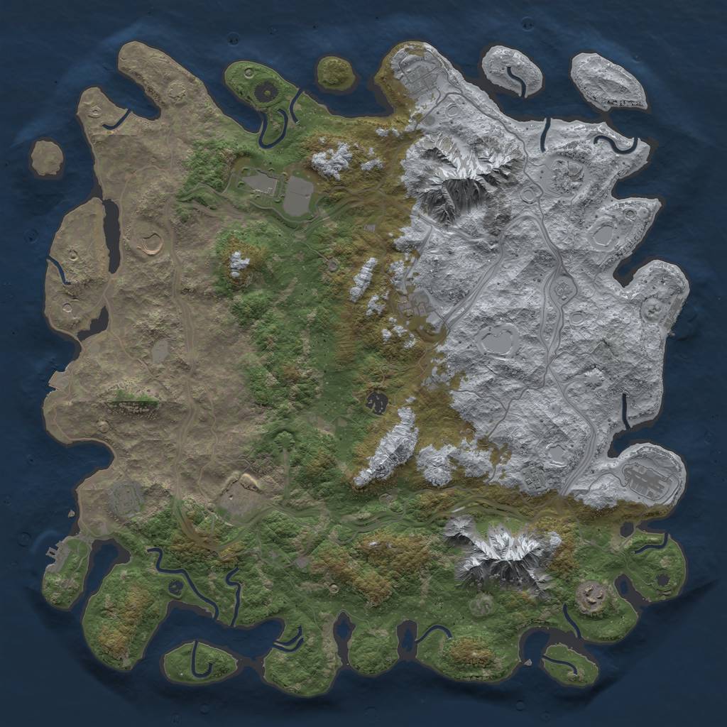 Rust Map: Procedural Map, Size: 5000, Seed: 1074311854, 19 Monuments