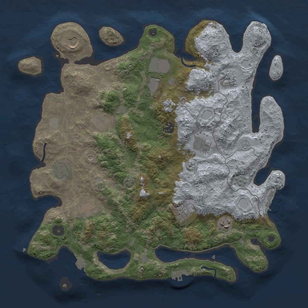 Rust Map: Procedural Map, Size: 4000, Seed: 1439369767, 19 Monuments