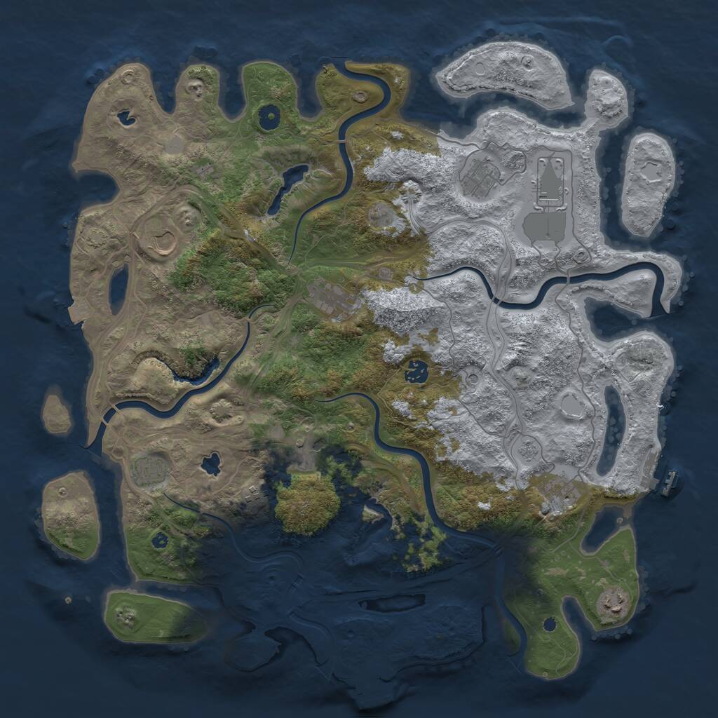 Rust Map: Procedural Map, Size: 4500, Seed: 5042024, 16 Monuments