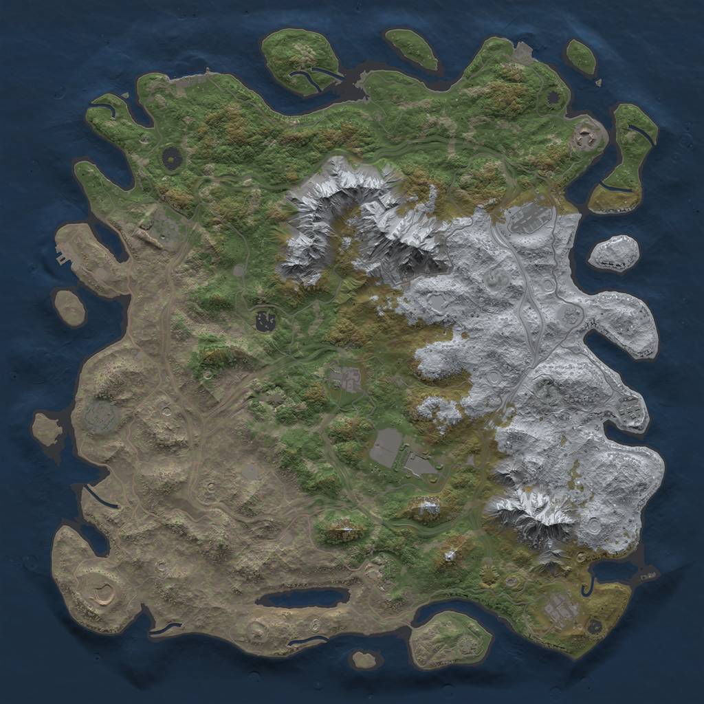 Rust Map: Procedural Map, Size: 5000, Seed: 1181499140, 19 Monuments