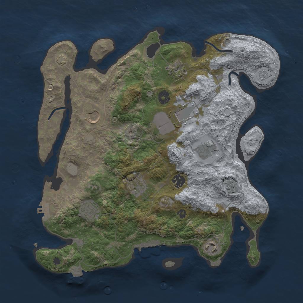 Rust Map: Procedural Map, Size: 3500, Seed: 108280185, 16 Monuments