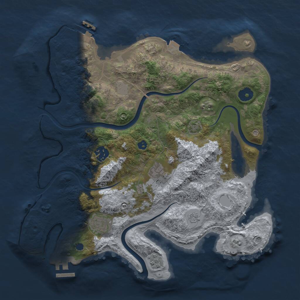 Rust Map: Procedural Map, Size: 3200, Seed: 78786786, 9 Monuments