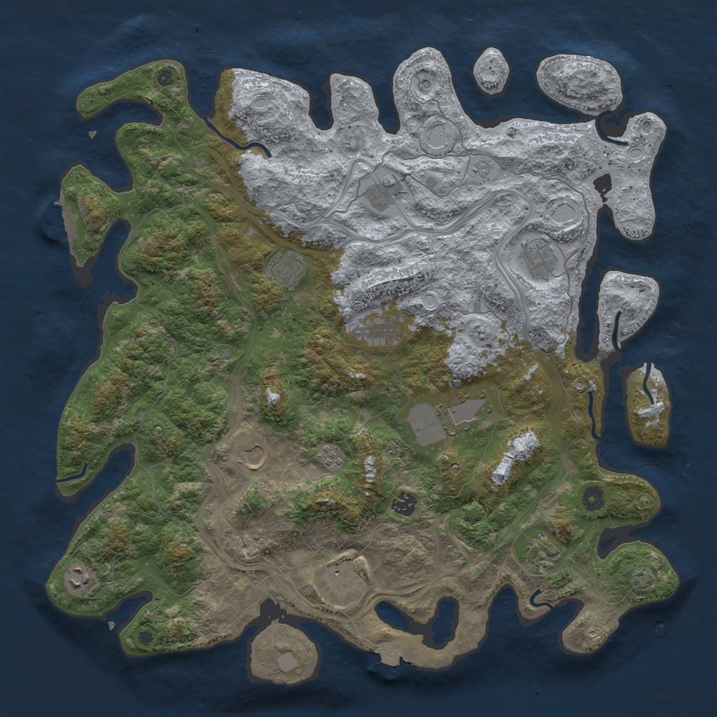 Rust Map: Procedural Map, Size: 4500, Seed: 832393091, 18 Monuments