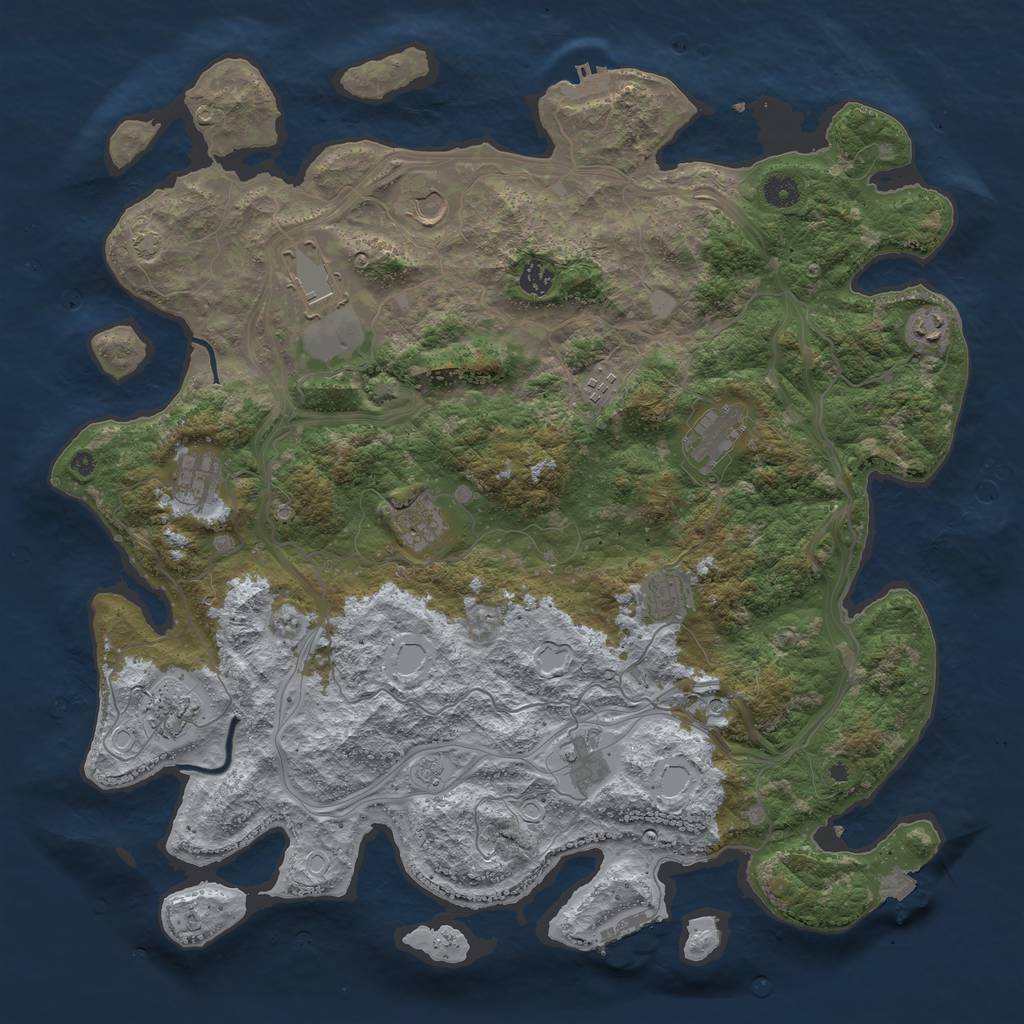 Rust Map: Procedural Map, Size: 4500, Seed: 2100540, 19 Monuments