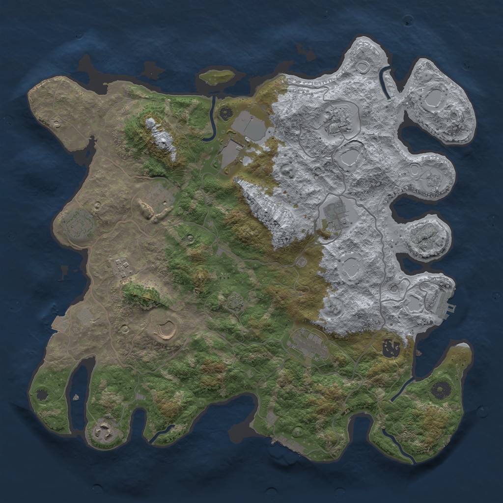 Rust Map: Procedural Map, Size: 4000, Seed: 252730961, 18 Monuments