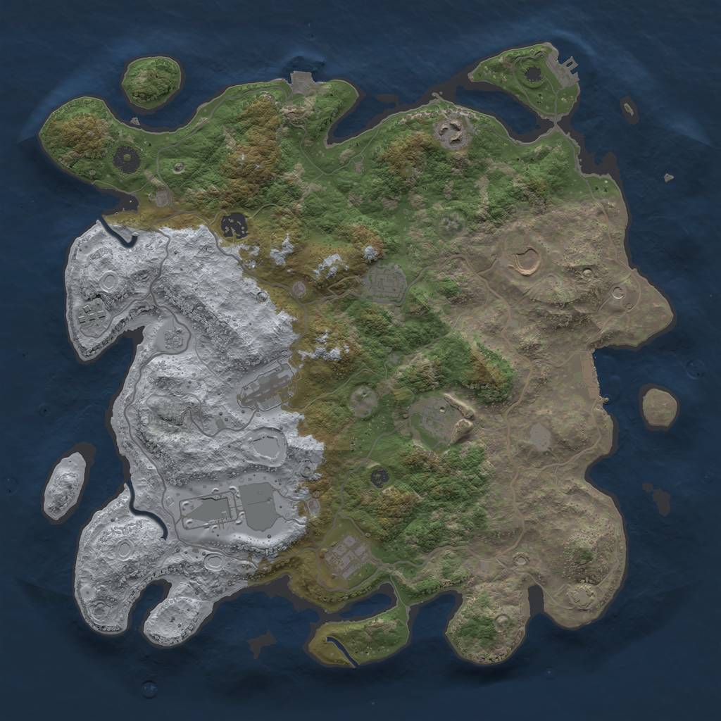 Rust Map: Procedural Map, Size: 4000, Seed: 57507694, 17 Monuments