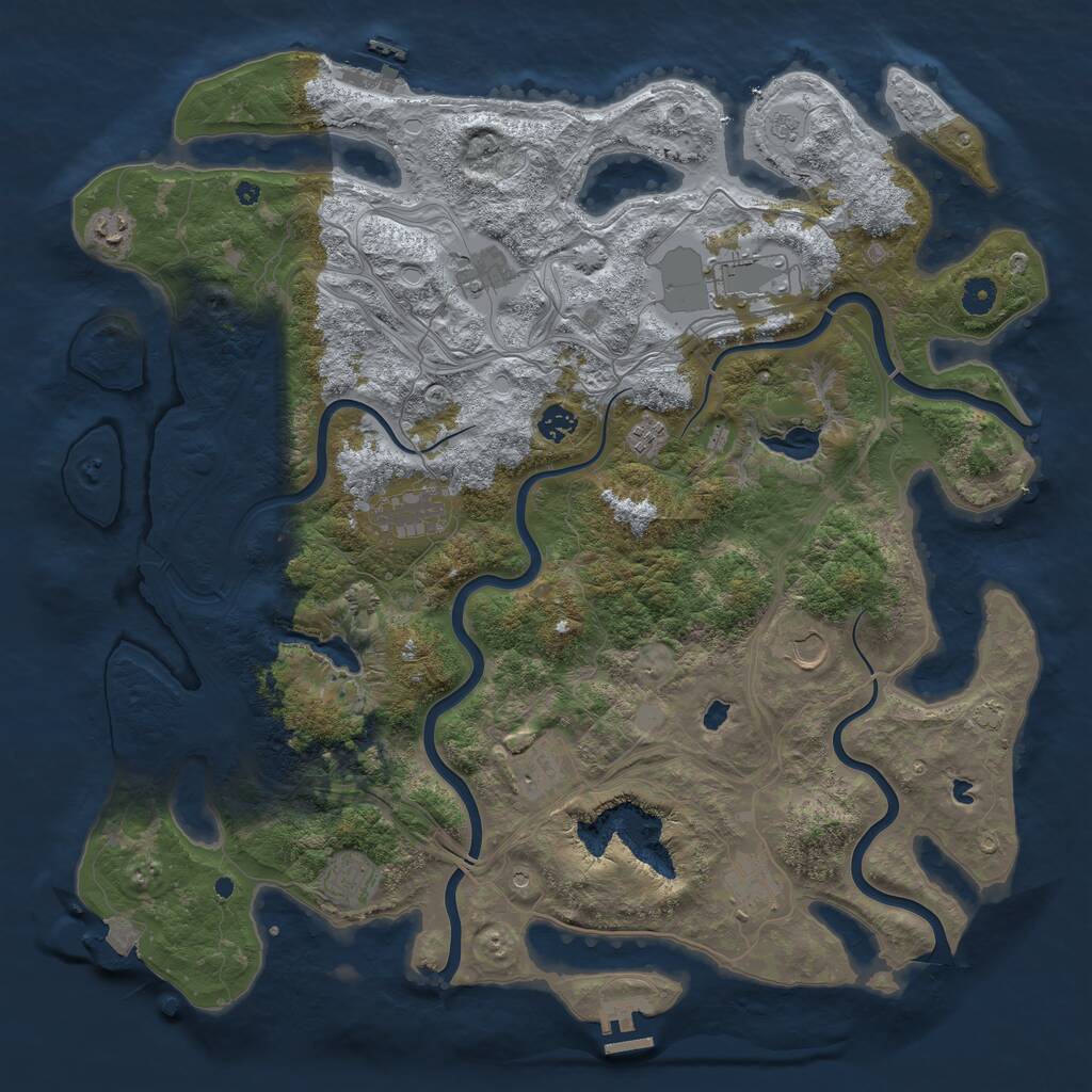 Rust Map: Procedural Map, Size: 4500, Seed: 1642447947, 16 Monuments