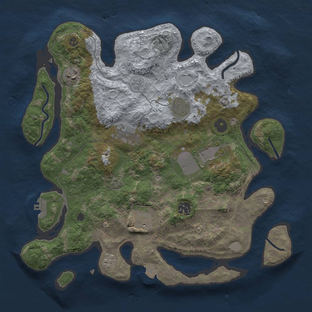 Rust Map: Procedural Map, Size: 3500, Seed: 1035673344, 14 Monuments